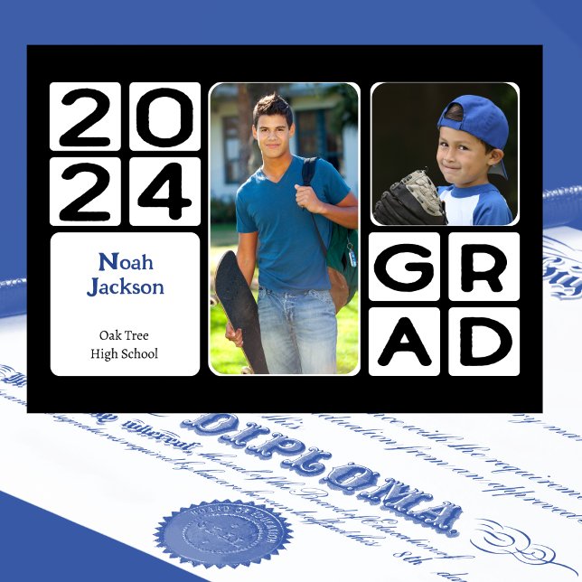 Moderne Klasse des Abschlusses 2024 Ankündigung (Graduation Announcement - Modern way to celebrate and honor your grad. Go Class of 2024 )