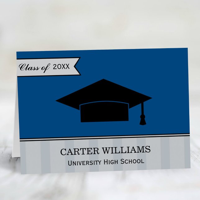 Moderne Klasse des dunkelblauen Abschlusses 2023 Dankeskarte (Von Creator hochgeladen)