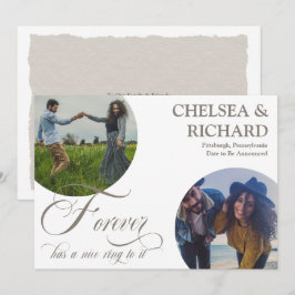 Moderne Klasse Einzigartig Zwei-Foto-Verlobung Ankündigung