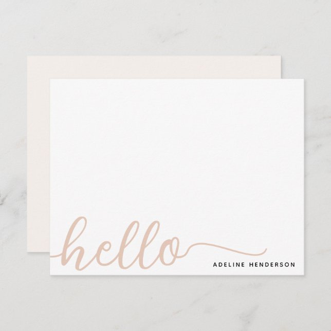 Moderne Klasse Elfenbein Hallo Mitteilungskarte (Vorne/Hinten)