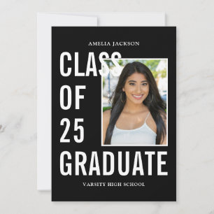 Moderne Klasse mit 25 Black & White Graduation Par Einladung