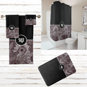 MODERNE KLASSENKLASSE MIT MONOGRAMM SCHWARZE UND W BADHANDTUCH SET