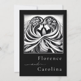 Moderne Klassik Art Deco Schwarz & Weiß Hochzeit Einladung