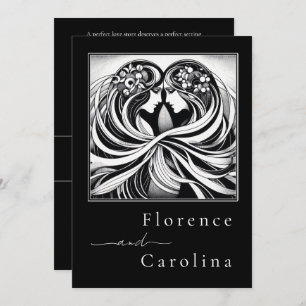 Moderne Klassik Art Deco Schwarz & Weiß Hochzeit Einladung