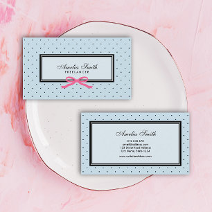 Moderne Klassik Black Polka Dot Red Ribbon Visitenkarte