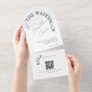 Moderne Klassik der Arch Typografie QR Code Weddin All In One Einladung