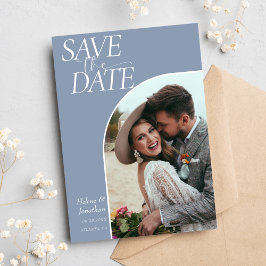 Moderne Klassik Elegant Dusty Blue Wedding Save The Date