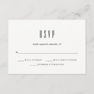Moderne Klassik   RSVP für Schwarze und Weiße Hoch Karte