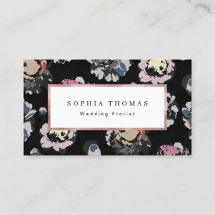 Moderne Klassik Schwarz abstrakt Blumen beruflich Visitenkarte