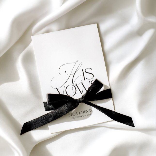Moderne Klassiker Seine Hochzeitsgelübde Karte (Modern Classic His Vows Wedding Card)
