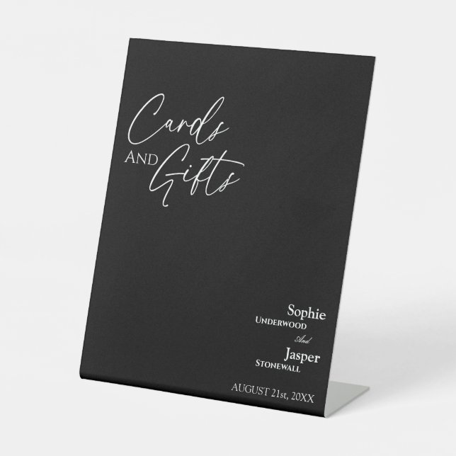 Moderne klassische Black Wedding Cards und Geschen Sockelschild (Vorderseite)