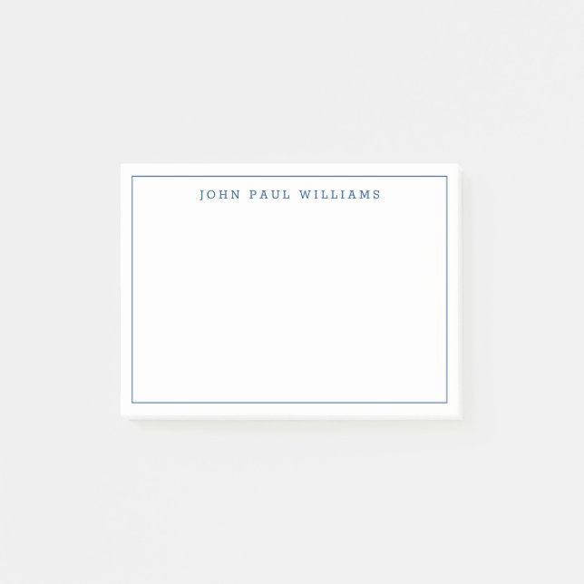 Moderne, klassische, blaue, formale, dünne Grenzli Post-it Klebezettel (Vorderseite)