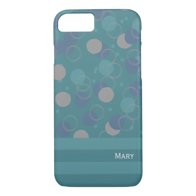 Moderne klassische blaue Kreise Muster Vorname Case-Mate iPhone Hülle (Rückseite)