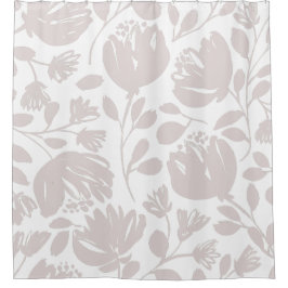 Moderne klassische Blume Hellrosa und Weiß Duschvorhang