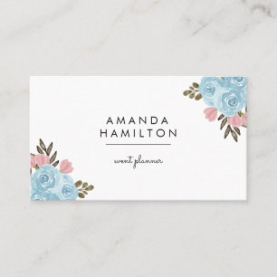 Moderne, klassische Blume und Blätter des BLAU-Wa Visitenkarte