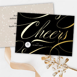 Moderne Klassische Cheers Calligraphy Elegante Bus Folien Feiertagskarte