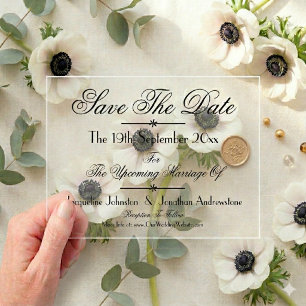 Moderne Klassische Chic Hochzeit Terminankündigung Acryleinladungen