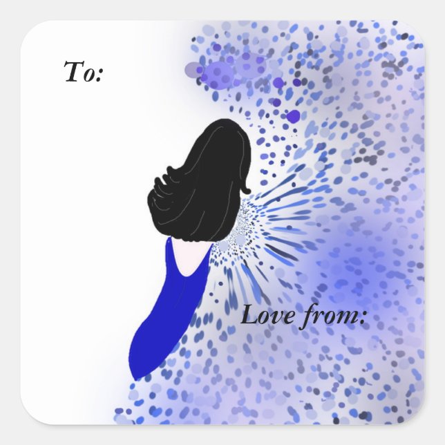 Moderne, klassische Damenmarke Quadratischer Aufkleber (Vorderseite)