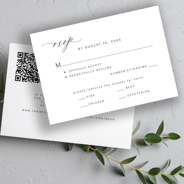 Moderne klassische E-Mail oder QR-Code Hochzeit RSVP Karte (Von Creator hochgeladen)