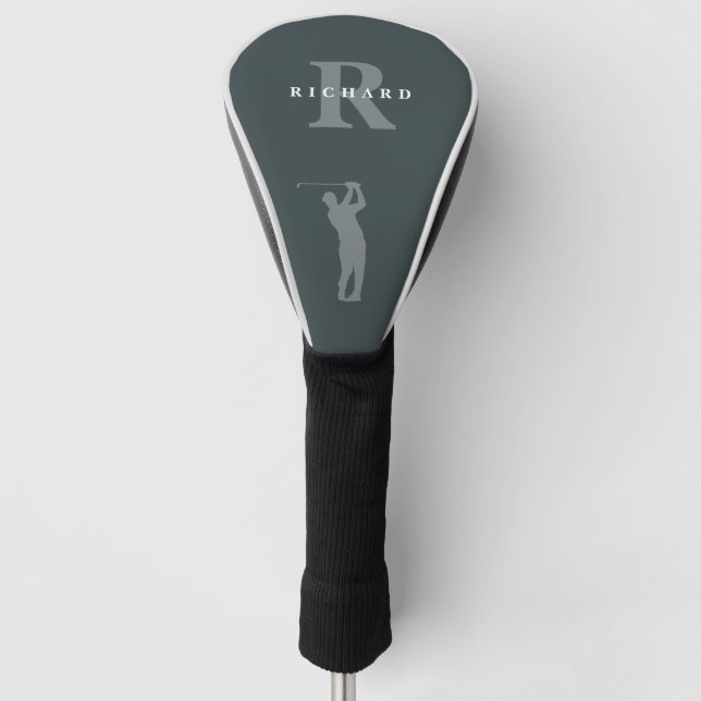 Moderne klassische einfache monogrammierte grüne A Golf Headcover (Vorderseite)