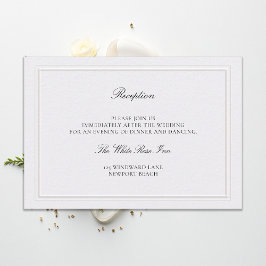 Moderne klassische elegante Perlen-Hochzeitsempfan Begleitkarte