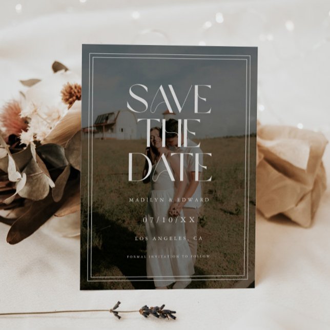 Moderne klassische, fette typografische Hochzeitsf Save The Date (Von Creator hochgeladen)