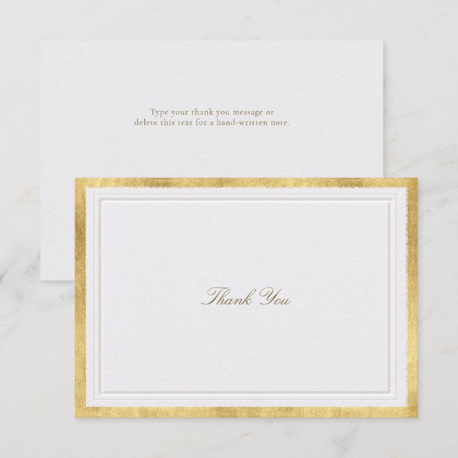 Moderne klassische formelle Hochzeit mit falschen  Dankeskarte (Vorne/Hinten)