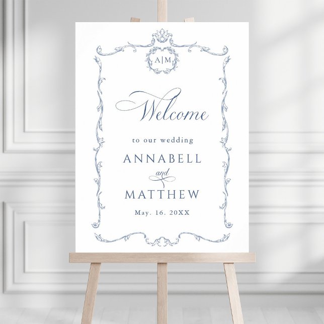 Moderne klassische französische Hochzeit Dusty Blu Poster (Von Creator hochgeladen)