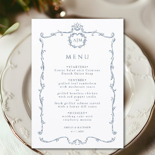 Moderne klassische französische Rahmen-Hochzeit Du Menükarte