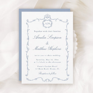 Moderne klassische französische Rahmen-Hochzeit St Einladung