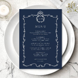 Moderne klassische französische Rahmenhochzeit in Menükarte