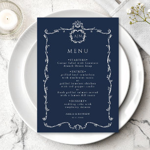 Moderne klassische französische Rahmenhochzeit in  Menükarte