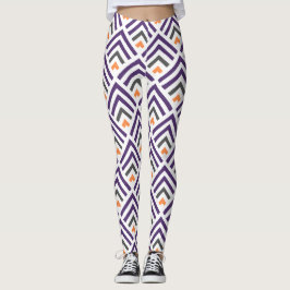 Moderne klassische geometrische Zickzack lila Weiß Leggings