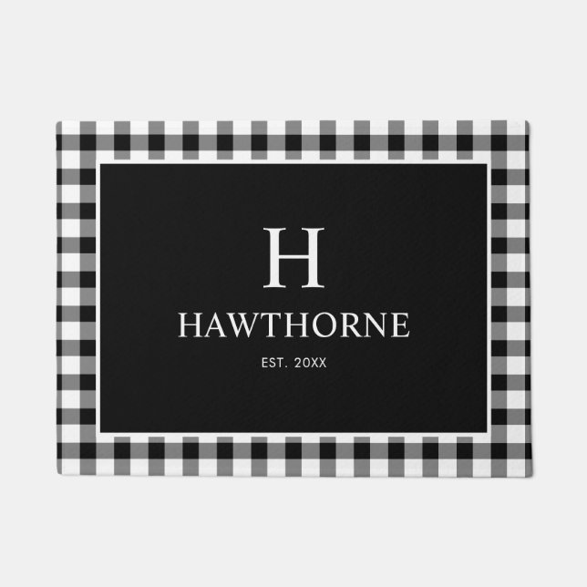 Moderne klassische Gingham Karo Fußmatte (Vorderseite)