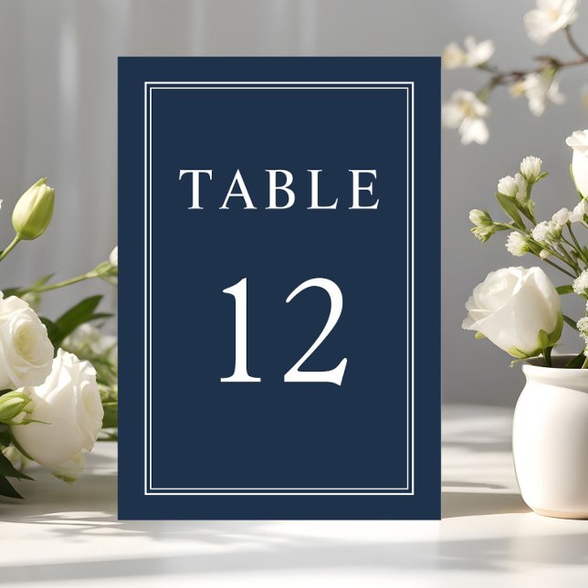 Moderne klassische Hochzeit der Marine Tischnummer (Modern Elegant Classic Navy Blue Wedding Table Number)