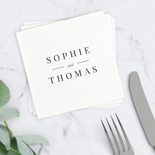 Moderne klassische Hochzeit in Weiß und Schwarz Serviette