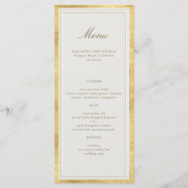Moderne klassische Hochzeit mit falschem Gold und Menükarte
