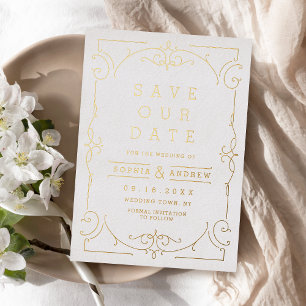 Moderne klassische Hochzeit retten das Datum Folieneinladung