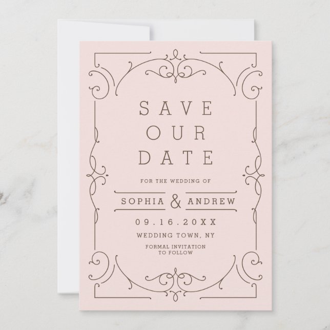 Moderne klassische Hochzeit retten das Datum Save The Date (Vorderseite)