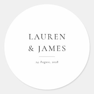 Moderne klassische Hochzeitsaufkleber für Paare Runder Aufkleber