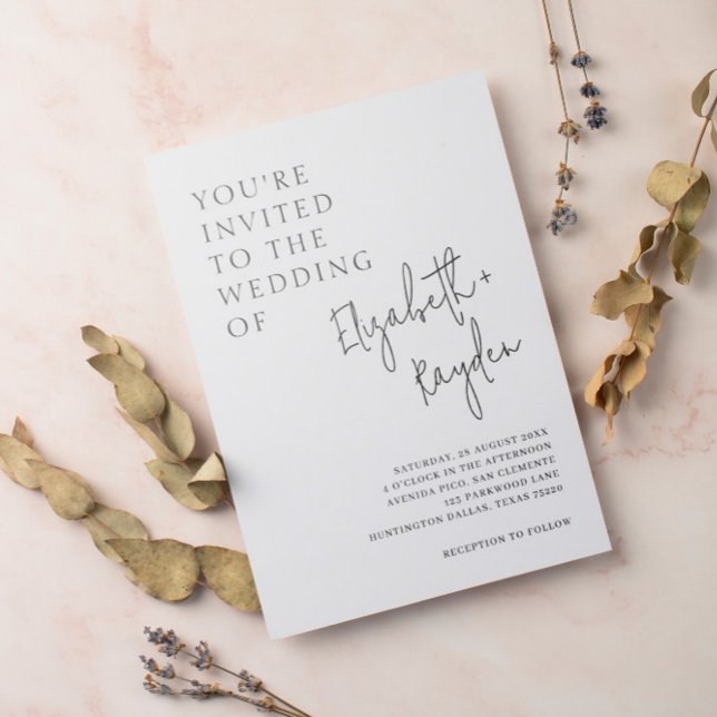 Moderne klassische Kalligrafie-Hochzeit Einladung (Von Creator hochgeladen)