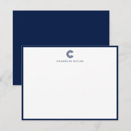 Moderne klassische Navy-Blau-Rand-Einladungskarten Mitteilungskarte