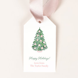 Moderne klassische Rosa Grün frohe Weihnachtsfeier Geschenkanhänger