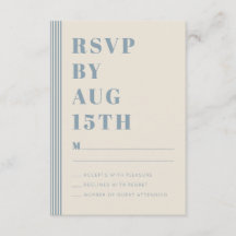 Moderne klassische RSVP-Blau gestreifte Hochzeit