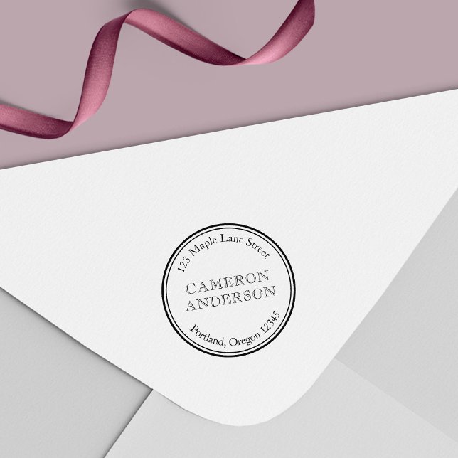 Moderne klassische Rundgrenzname Rücksendeadresse Permastempel (Von Creator hochgeladen)