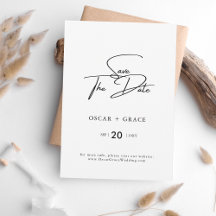 Moderne klassische Schrift Save the Date Einladung