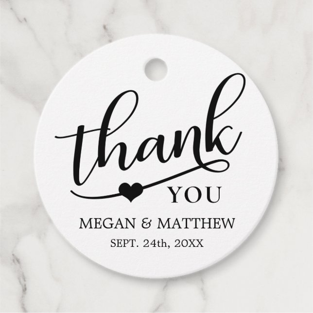 Moderne klassische Schwarz-Weiß-Hochzeit Vielen Da Geschenkanhänger (Vorderseite)