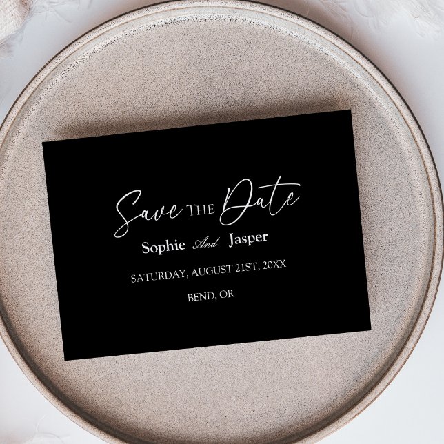 Moderne klassische schwarze flache Save-the-Date-K Save The Date (Von Creator hochgeladen)