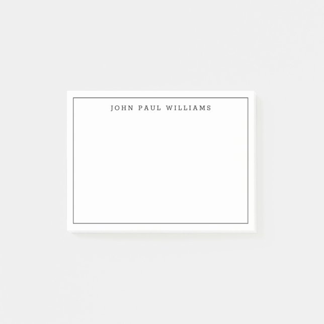 Moderne klassische schwarze formale dünne Grenzlin Post-it Klebezettel (Vorderseite)