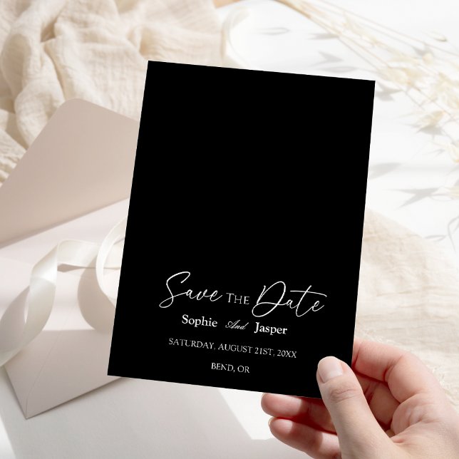 Moderne klassische Schwarze Hochzeit spart das Dat Save The Date (Von Creator hochgeladen)